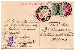 1923  CARTOLINA CON ANNULLO QUINGENTOLE MANTOVA - Marcophilie