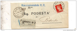 1935  LETTERA RACCOMANDATA  CON ANNULLO  BARI 7 VIA PRINCIPE AMEDEO - Storia Postale