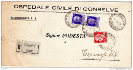 1939  LETTERA RACCOMANDATA  CON ANNULLO CONSELVE PADOVA - Storia Postale