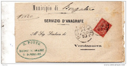 1893  LETTERA CON ANNULLO BORGOTARO PARMA + VEROLANUOVA - Marcofilía