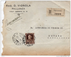 1929  LETTERA RACCOMANDATA  CON ANNULLO PALLANZA VERBANO - Marcophilie