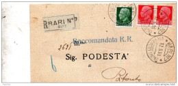 1935  LETTERA  RACCOMANDATE CON ANNULLO BARI 7 - Marcofilía