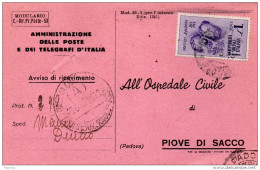 1945   RICEVUTA DI RITORNO - Marcophilia