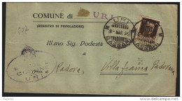 1936  LETTERA CON ANNULLO  URI SASSARI - Marcofilía