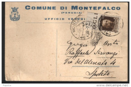 1929  CARTOLINA CON ANNULLO MONTEFALCO PERUGIA - Marcophilie