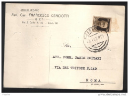 1937 CARTOLINA CON ANNULLO RIETI - Marcophilia