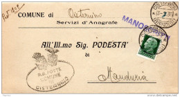 1936   LETTERA CON ANNULLO CISTERNINO BRINDISI - Marcophilia