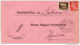 1936   LETTERA CON ANNULLO LATIANO BRINDISI - Marcophilie