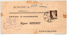 1945   LETTERA CON ANNULLO TURI BARI - Storia Postale