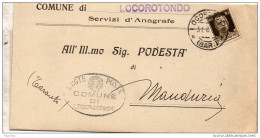 1937   LETTERA CON ANNULLO LOCOROTONDO BARI - Storia Postale