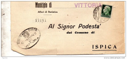 1938  LETTERA CON ANNULLO VITTORIA RAGUSA - Marcophilia