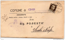 1941  LETTERA CON ANNULLO CINISI PALERMO - Poststempel