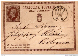 1876   CARTOLINA CON ANNULLO  COMO - Ganzsachen