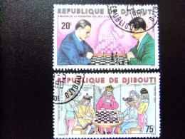 56 REPUBLIQUE DJIBOUTI 1980 / FEDERATION DES YEUX D'ECHECS - FEDERACION DE AJEDREZ / YVERT 519 / 520 FU - Schaken