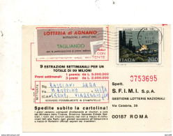 1982  CARTOLINA LOTTERIA DI AGNANO CON ANNULLO VIAREGGIO - 1981-90: Marcophilie