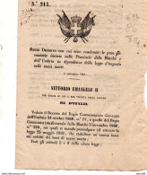 1861 DECRETO CON CUI SONO CONDONATE LE PENE PECUNIARIE SULLE MANI MORTE - Decreti & Leggi