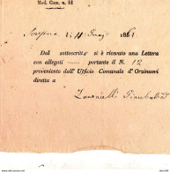 1861 ORZINUOVI RICEVUTA - Historische Documenten