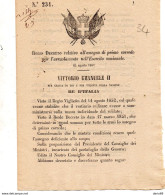 1861   DECRETO  RELATIVO ALL'ASSEGNO DI PRIMO CORREDO PER L'ARRUOLAMENTO NELL'ESERCITO - Décrets & Lois