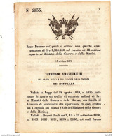 1870  DECRETO MINISTRO DELLA GUERRA E DELLA MARINA - Decretos & Leyes