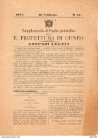 1877  PREFETTURA DI CUNEO ANNUNZI LEGALI - Historical Documents