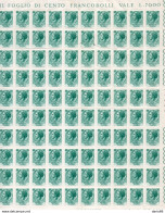 FOGLIO 100 PEZZI LIRE 70 - 1961-70: Mint/hinged