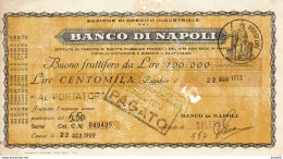 1969 Banco Di Napoli BUONO FRUTTIFERO - Cheques & Traverler's Cheques