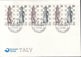 FÄRÖER  Heftchenblatt 1, FDC, Schachfiguren, 1983 - Färöer Inseln