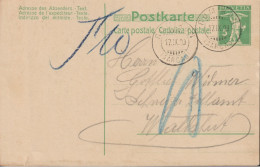 1909 Schweiz Postkarte, Zum: 39 5 Cts Grün Tell Knabe ⵙ RUMIKON 17.lX.09 - Ganzsachen