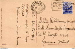 1948 CARTOLINA CON ANNULLO GENOVA + TARGHETTA  ORCHIDEA BIANCA - 1946-60: Poststempel