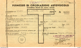 1946 Permesso Di Circolazione - Voitures