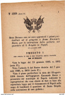 1886 DECRETO CON CUI SONO APPROVATI I PIANI ED IL PROGETTO PER LA COSTRUZIONE DELLA GALLERIA UMBERTO A NAPOLI - Decreti & Leggi