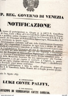 1847 VENEZIA  NOTIFICAZIONE - Historical Documents