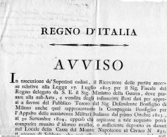 1807 REGNO D'ITALIA  AVVISO D'ASTA  NOVELLARA - Documents Historiques