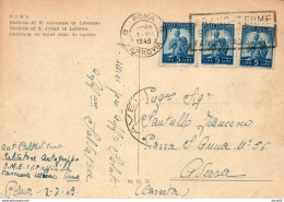 1949 CARTOLINA CON ANNULLO  ROMA + TARGHETTA ABANO TERME - 1946-60: Storia Postale