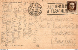 1943 CARTOLINA  CON ANNULLO VENEZIA + TARGHETTA LA LOTTERIA DI MERANO - Storia Postale