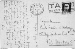 1941   CARTOLINA  CON ANNULLO NAPOLI + TARGHETTA  TACI - Storia Postale