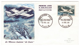 France // FDC // 1959 // Lettre 1er Jour "Le Morane-Saulnier" Cachet Paris 14 Fév.1959 - 1950-1959