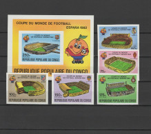 Congo 1980 Football Soccer World Cup Set Of 5 + S/s Imperf. MNH -scarce- - 1982 – Spain