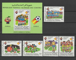 Comoro Islands - Comores 1981 Football Soccer World Cup Set Of 5 + S/s MNH - 1982 – Espagne