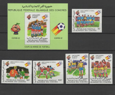 Comoro Islands - Comores 1981 Football Soccer World Cup Set Of 5 + S/s Imperf. MNH -scarce- - 1982 – Spain