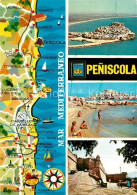 73327892 Peniscola Kuesten Halbinsel Strand Festung Landkarte Peniscola - Sonstige & Ohne Zuordnung