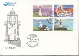 FÄRÖER  121-124, FDC, Leuchttürme, 1985 - Färöer Inseln