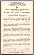 Bidprentje Puurs - Daelemans Maria Seraphina (1892-1950) - Imágenes Religiosas