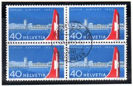 1953 Zurich Airport 4block  Used 1st Day.   (ch289) - Oblitérés