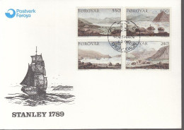 FÄRÖER  112-115, FDC, Landschaftsgemälde, 1985 - Isole Faroer