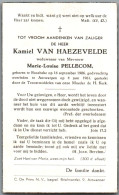 Bidprentje Rozebeke - Van Haezevelde Kamiel (1906-1961) - Santini