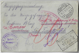 Germany 1916 Cover Sent From Bühlertal To Prisoner Of War Cancel Censorship Reserve Hospital Verification By Interpreter - Gevangenenpost