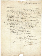 LETTRE MANUSCRITE MAIRE DE MONTFORT EN CHALOSSE (40)  , AU MAIRE DE POYARTIN (LANDES, CHALOSSE) 1834 - Manuscripts