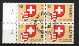 1978 Kanton Jura 4block Used/gest.  (ch175) - Gebraucht
