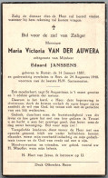 Bidprentje Rumst - Van Der Auwera Maria Victoria (1887-1948) - Andachtsbilder